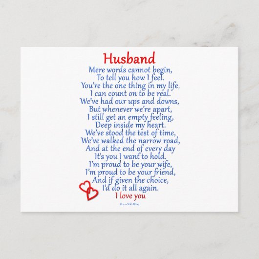 Husband-Liebe Postkarte (Vorderseite)