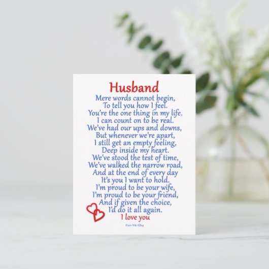 Husband-Liebe Postkarte (Stehend Vorderseite)
