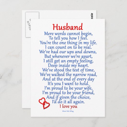 Husband-Liebe Postkarte (Vorne/Hinten)