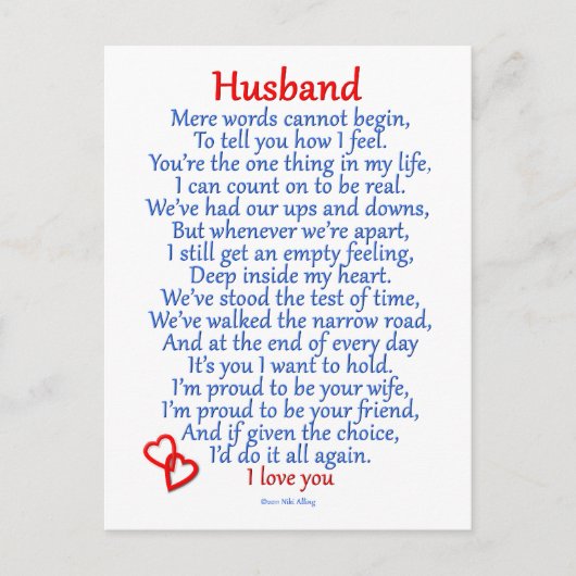 Husband-Liebe Postkarte (Vorderseite)