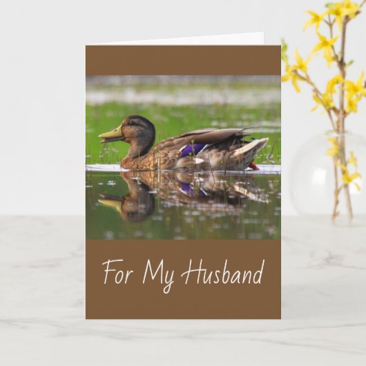 Husband Mallard Duck Birthday Card Karte (Gelbe Blume)