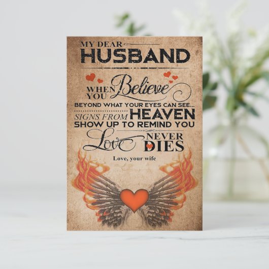 Husband My Dear Husband Dankeskarte (Stehend Vorderseite)