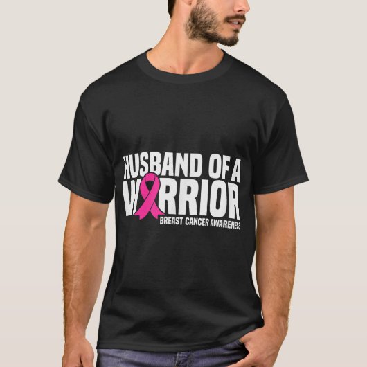 Husband Of A Warrior Pink Ribbon Breast Cancer T-Shirt (Vorderseite)