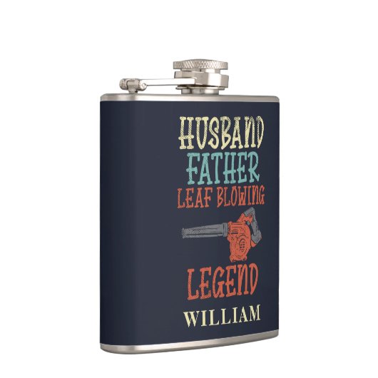 Husband Pater Leaf Blower Legend Fall Gag Custom Flachmann (Rechts)