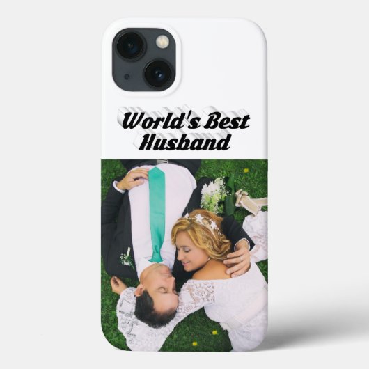Husband Photo with black text  iPhone Case (Rückseite)