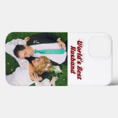 Husband Photo with burgundy text  iPhone Case (Rückseite (Horizontal))