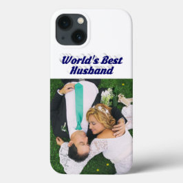Husband Photo with dark blue text  iPhone Case
