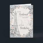 Husband Romantischer 55. Geburtstag Eiffelturm Karte<br><div class="desc">Romantische Karte zum 55. Geburtstag des Ehemannes hat eine blau-graue Blumengrenze,  eine Skizze des Eiffelturms und eine subtile 55 im Hintergrund. Entworfen von Simply Put by Robin; Elemente aus dem Hungry Jpeg.</div>