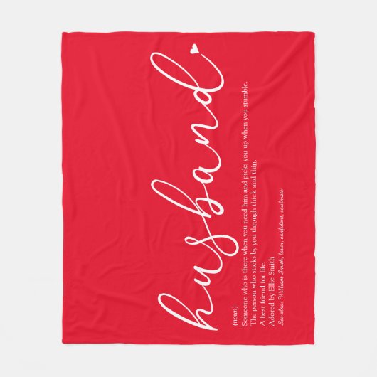 Husband Script Liebe Heart Definition Red Fleecedecke (Vorderseite)