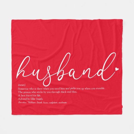 Husband Script Liebe Heart Definition Red Fleecedecke (Vorderseite (Horizontal))