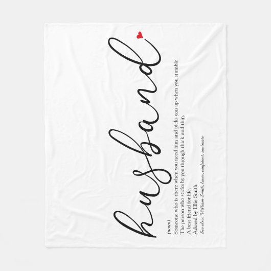 Husband Script Red Liebe Heart Definition Fleecedecke (Vorderseite)