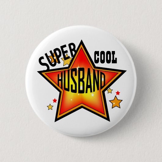 Husband Super Cool Star Funny Button (Vorderseite)