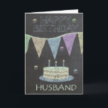 Husband Trendy Chalk Board Effekt, Geburtstagskuch Karte<br><div class="desc">Husband Trendy Chalk Board Effekt mit Geburtstagskuchen</div>
