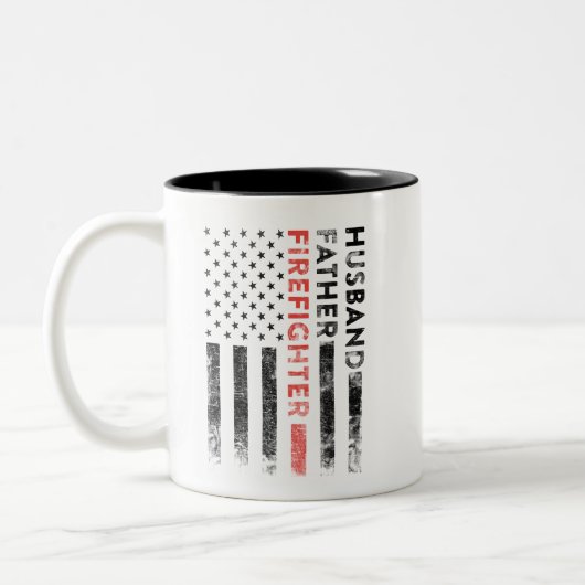 Husband, Vater, Feuerwehrmann Thin Red Line Tasse (Links)