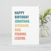 Husband Vater Fischen Legend Individuelle Name Geb Karte (Stehend Vorderseite)