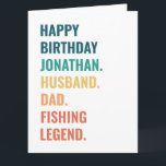 Husband Vater Fischen Legend Individuelle Name Geb Karte<br><div class="desc">🎣 Reel in Birthday Aufregung! 🏆 Unsere "Husband Vater Fishing Legend Individuelle Name Birthday card" ist der perfekte Fang, um Liebe und Bewunderung für den außergewöhnlichen Ehemann, Papa und die absolute Fishing Legend in Ihrem Leben auszudrücken. 🐟 ‍ 👧 👦 Diese Karte ist nicht nur Papier; sie ist eine herzliche...</div>