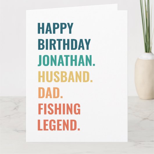 Husband Vater Fischen Legend Individuelle Name Geb Karte (Vorderseite)