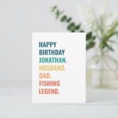 Husband Vater Fischen Legend Individuelle Name Geb Postkarte (Stehend Vorderseite)