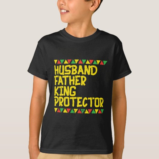 Husband Vater King Protector Kente Black African T-Shirt (Vorderseite)