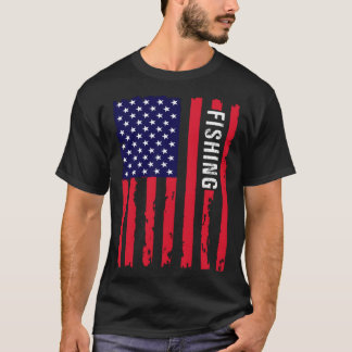 Husband Wife patriotic fishing us flag usa vintage T-Shirt