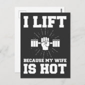 Husband Workout Lifting Ehefrau ist heiß Postkarte (Vorne/Hinten)