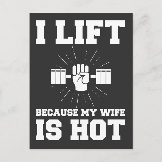Husband Workout Lifting Ehefrau ist heiß Postkarte (Vorderseite)