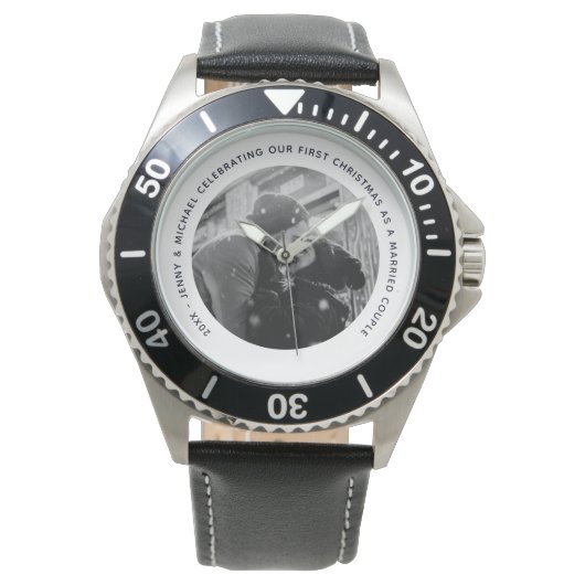 Husbands 1 Anniversary FOTO Gift aus der Ehefrau Armbanduhr (Vorderseite)