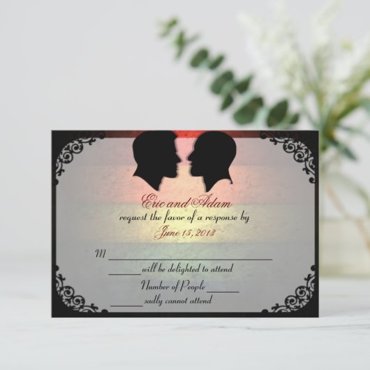 Husbands IV Custom Gay Wedding RSVP Cards (Stehend Vorderseite)