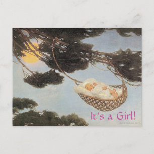 Hush-a-Bye, Baby Kinderzimmer Rhyme Baby Girl Ankündigungspostkarte