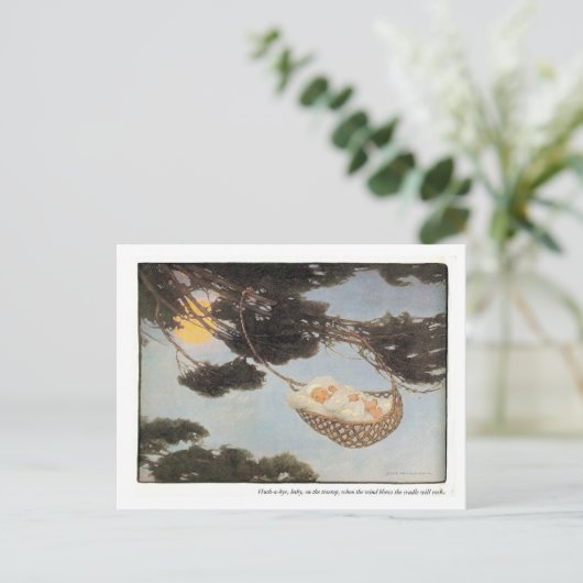 Hush-a-Bye, Baby Kinderzimmer Rhyme New Baby Ankündigungspostkarte (Stehend Vorderseite)
