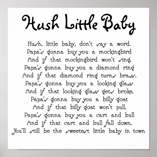 Hush Little Baby Poster (Vorne)