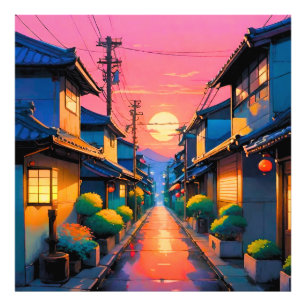 Hushed Street, Warm Glows auf der japanischen Stra Fotodruck