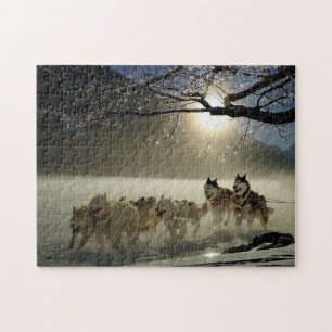 Huskies im Schnee Puzzle