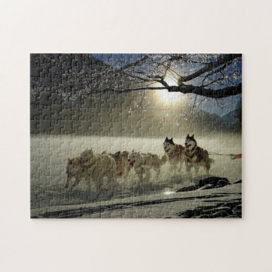 Huskies im Schnee Puzzle (Horizontal)