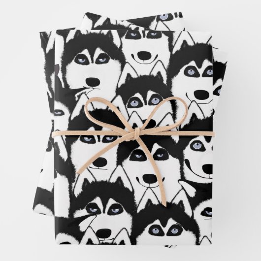 Huskies-Verpackungspapierblätter Geschenkpapier Set (Beispiel)