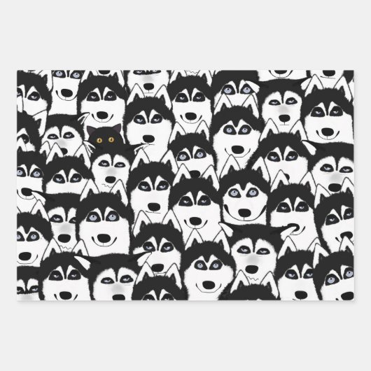 Huskies-Verpackungspapierblätter Geschenkpapier Set (Vorderseite)