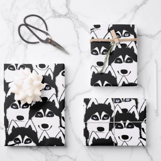 Huskies-Verpackungspapierblätter Geschenkpapier Set (Vorderseite)