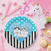Huskiesblaumuster Pappteller (Party)