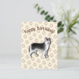 Husky Alles Gute zum Geburtstag Hundeabdruck Edita Postkarte