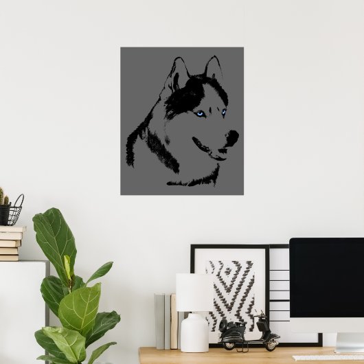 Husky Art Print Sled Dog Art Poster Husky Geschenk (Heimbüro)