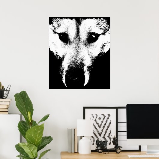 Husky Art Print Sled Dog Art Poster Wolf Pup Gesch (Heimbüro)