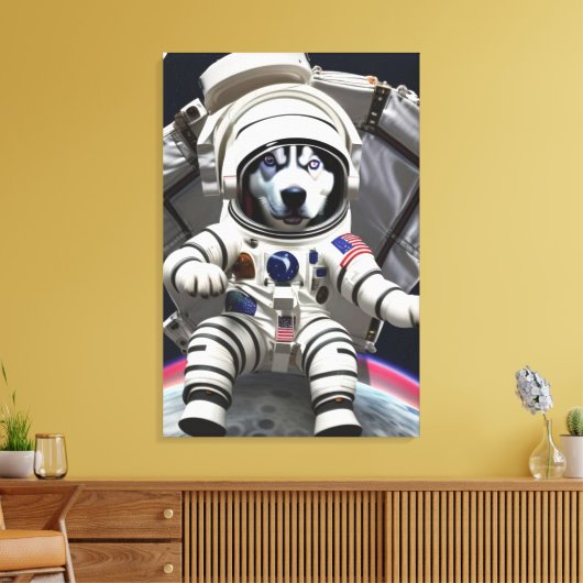 Husky Astronaut Canvas Print Leinwanddruck (Insitu (Wohnzimmer))
