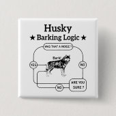 Husky Barking Logic Funny Siberian Dog Sarcastic Button (Vorderseite)