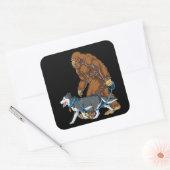 Husky | Bigfoot Dog Walk Siberian Husky Sasquatch Quadratischer Aufkleber (Umschlag)