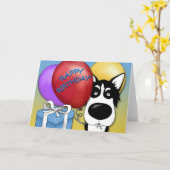 Husky Birthday Card Karte (Gelbe Blume)