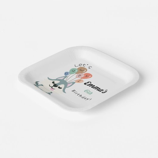 Husky Birthday Party Pappteller (Gewinkelt)