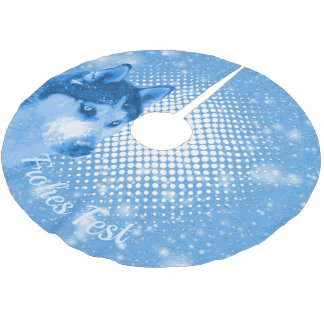 HUSKY blau Frohes Fest Polyester Weihnachtsbaumdecke