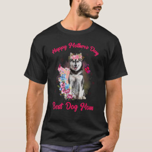 Husky Blume glücklich Mutter Tag zum besten Hund M T-Shirt