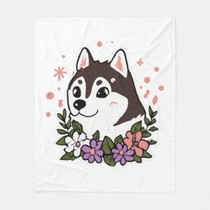 Husky Blume Hund Lover Malamute Fleecedecke