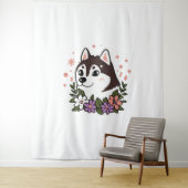 Husky Blume Hund Lover Malamute Wandteppich (Beispiel)